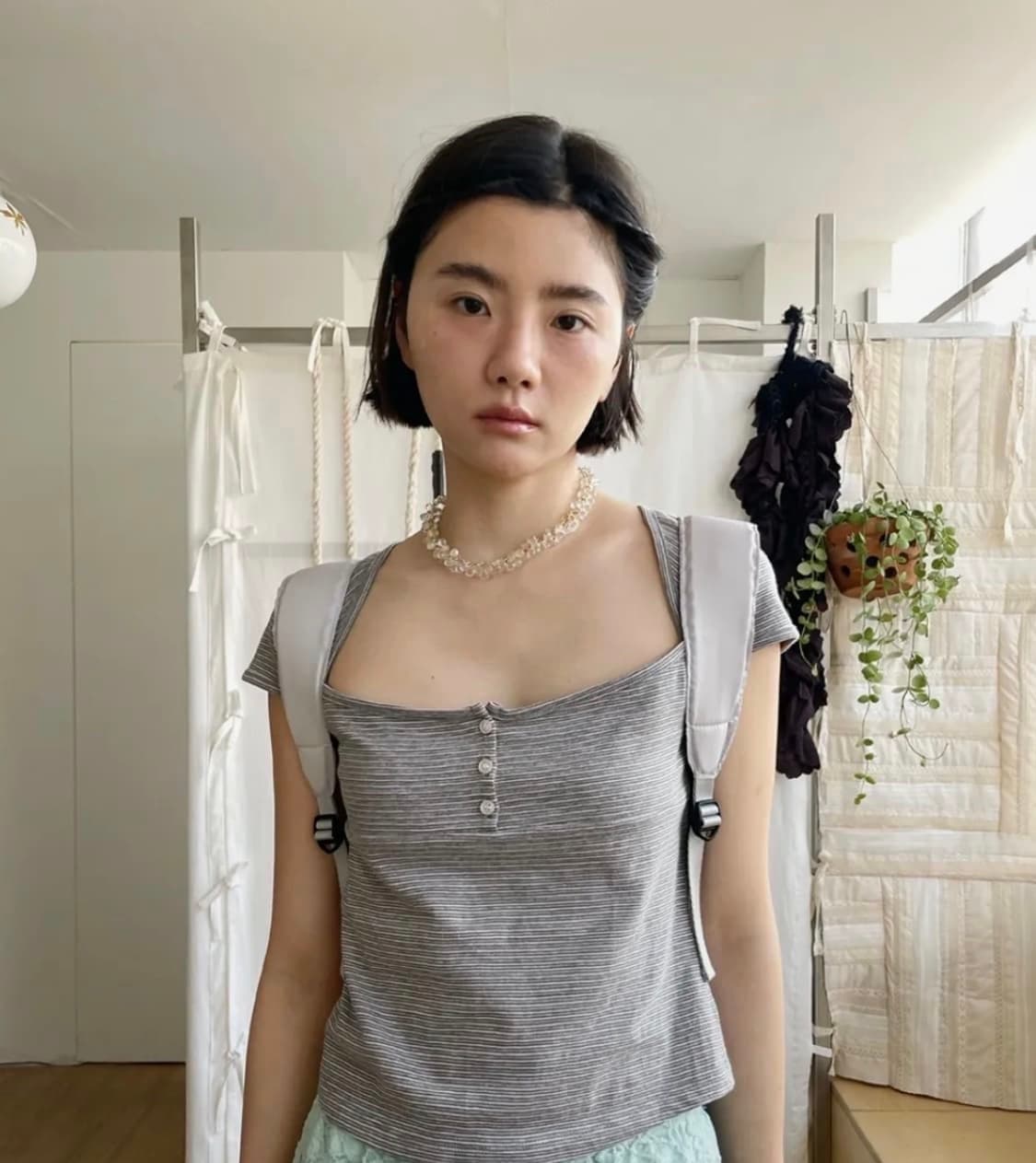 Button Leaf Square T-shirt 상품이미지1
