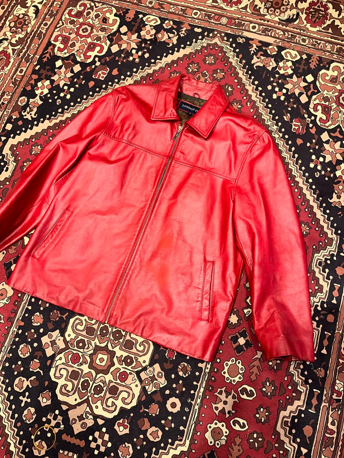 ( L ) 런던포그 가죽자켓 레더자켓 빈티지가죽 빨강가죽 레드가죽 상품이미지5