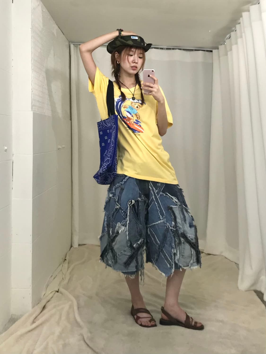 🏄🏻 리메이크 커스텀 데님 팬츠, 옐로우 폴로 코디 세트 상품이미지2
