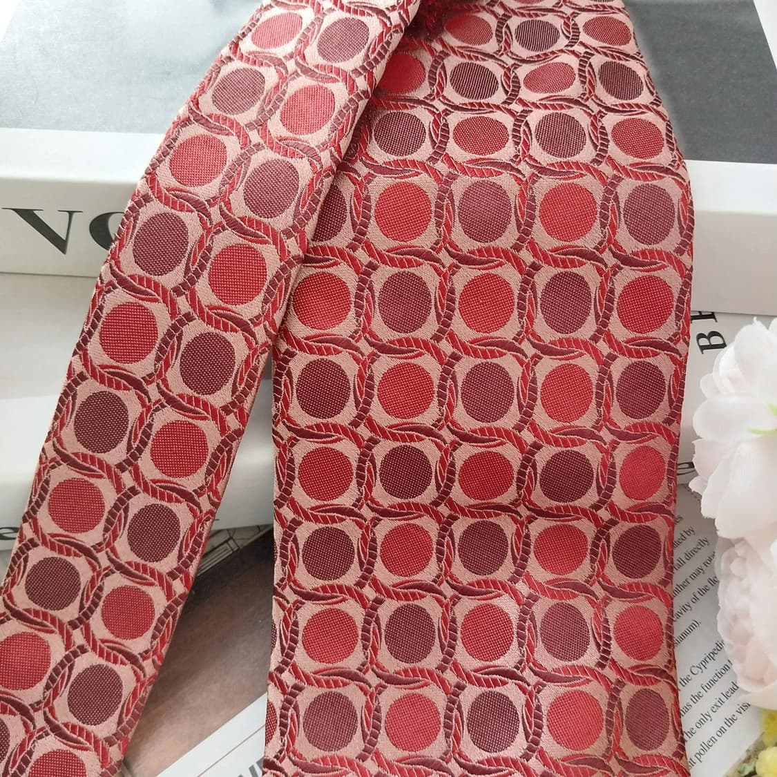 란셀 실크 레드 서클 패턴 넥타이 9.7cm A+등급  K1208
 상품이미지2