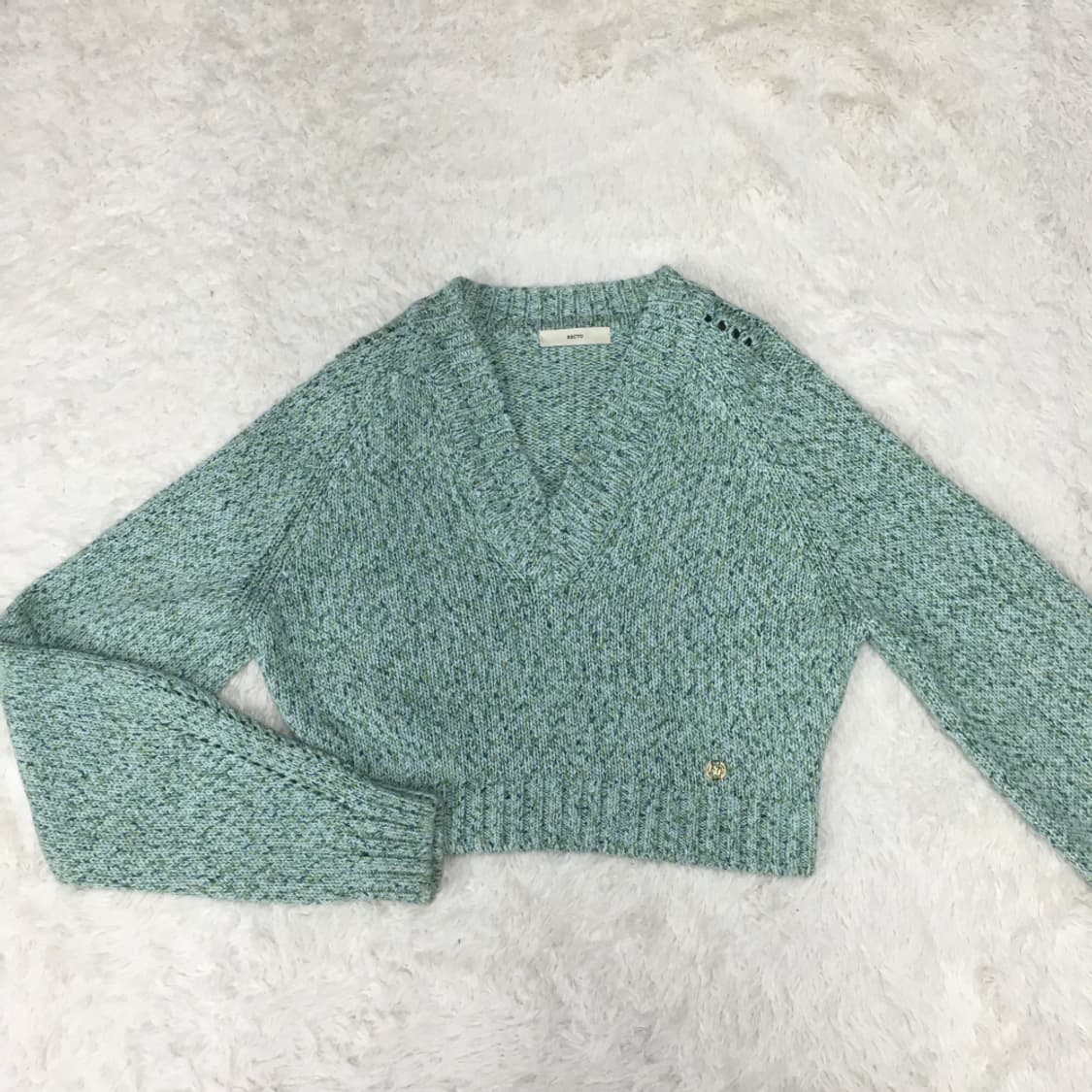 렉토 여성 청키 브이넥 크롭 니트 BB12 상품이미지1