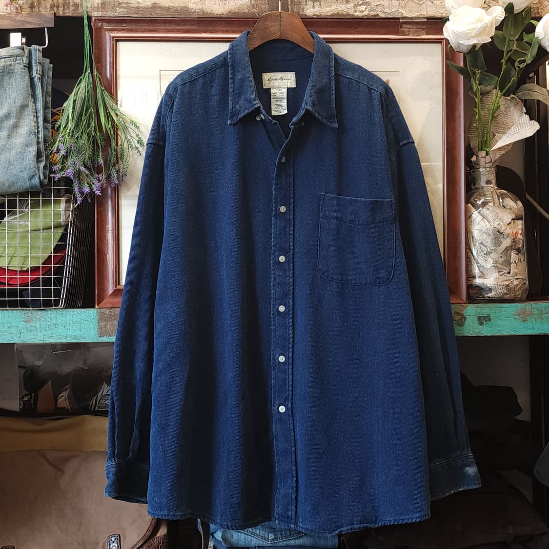 00s 에디바우어 데님셔츠 헤비코튼 인디고 데님 워크셔츠 빅사이즈 xxl 상품이미지1