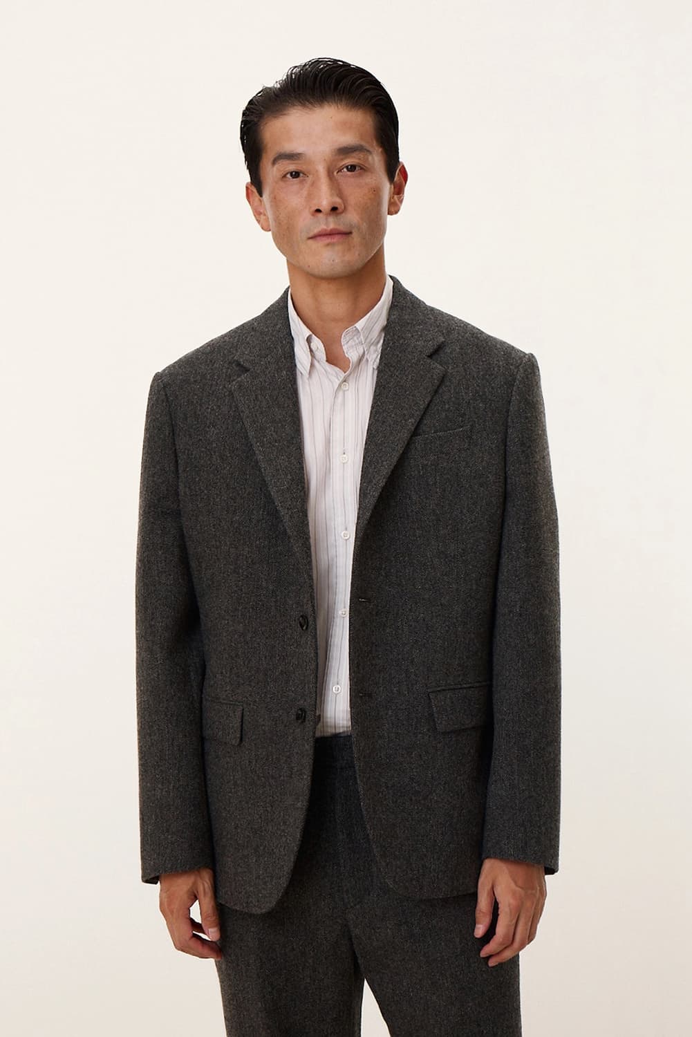 포터리 쉐틀랜드 울 싱글 브레스티드 자켓 (차콜네이비/새상품, 3) 상품이미지8