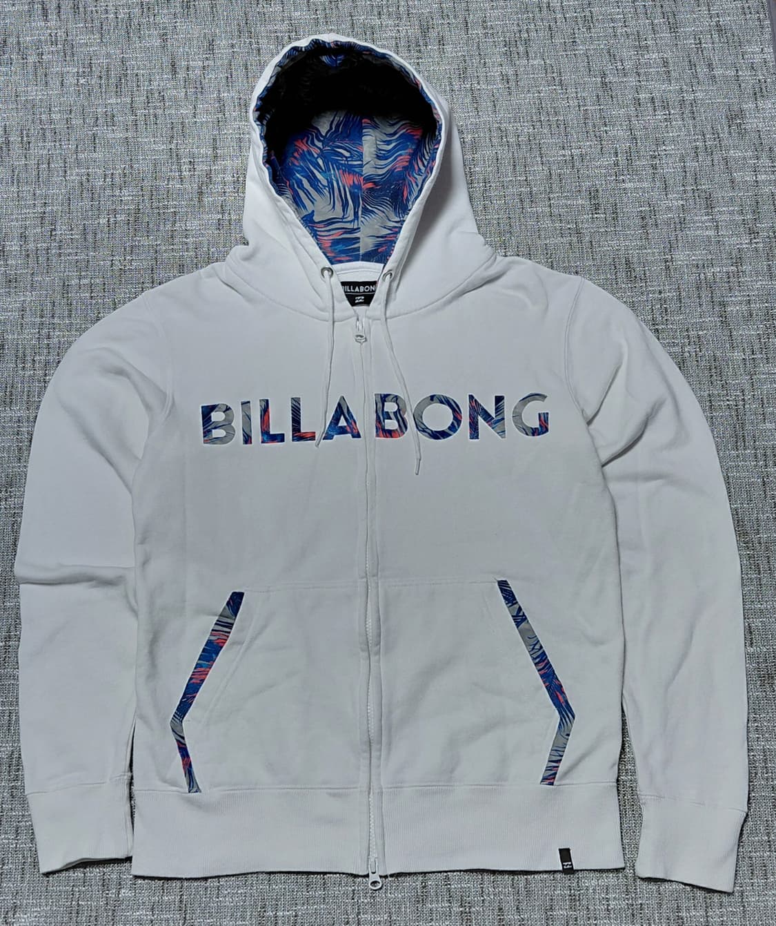 BILLABONG 빌라봉 화이트 패턴 후드집업 M 상품이미지1