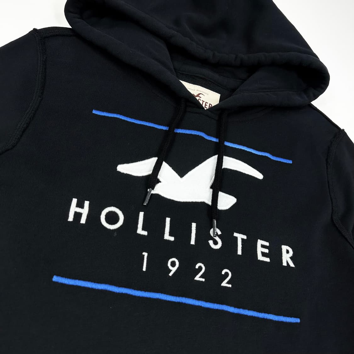 홀리스터 시그니처 로고 자수 블랙 후드티 (M) 상품이미지3