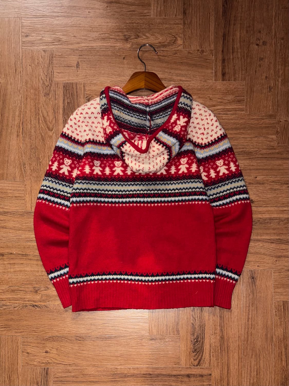 크리스마스 후드 울 니트집업 상품이미지4