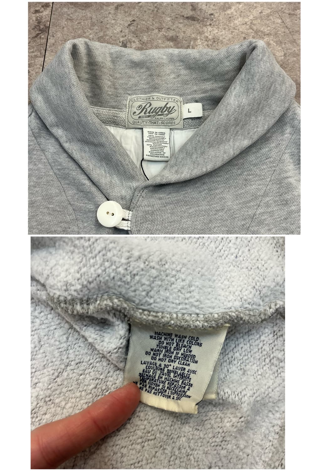 랄프로렌 럭비 가디건 그레이 L #csz3243 상품이미지3