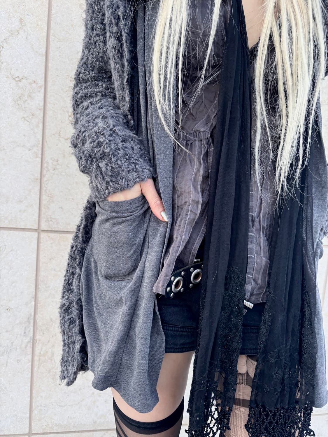 “Vintage” Y2K Draped Grey Cardigan 상품이미지8