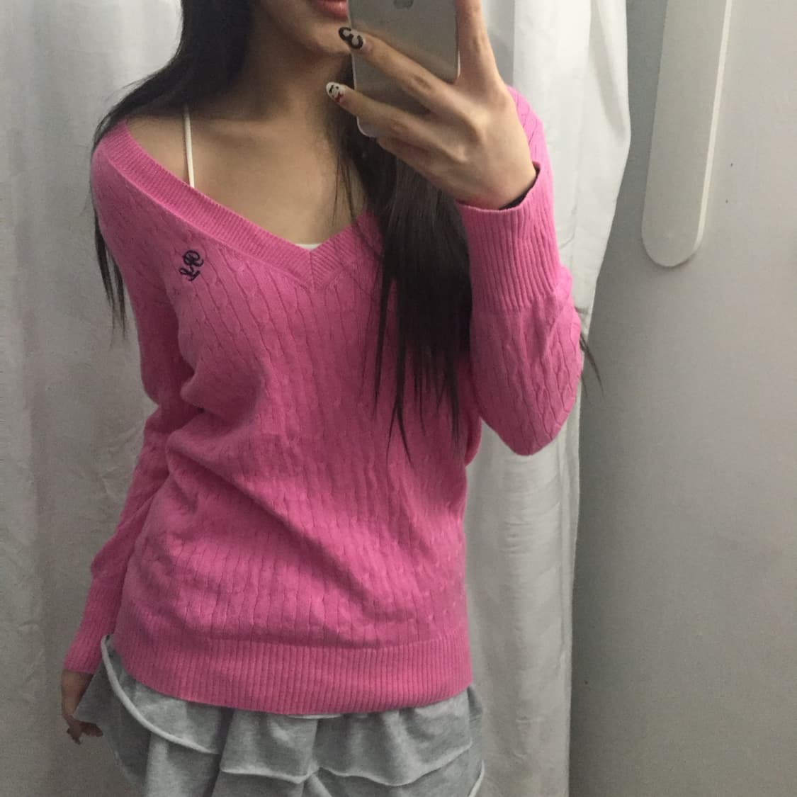 Polo Jeans 폴로진스 딸기우유 여리핏 브이넥 니트 상품이미지2