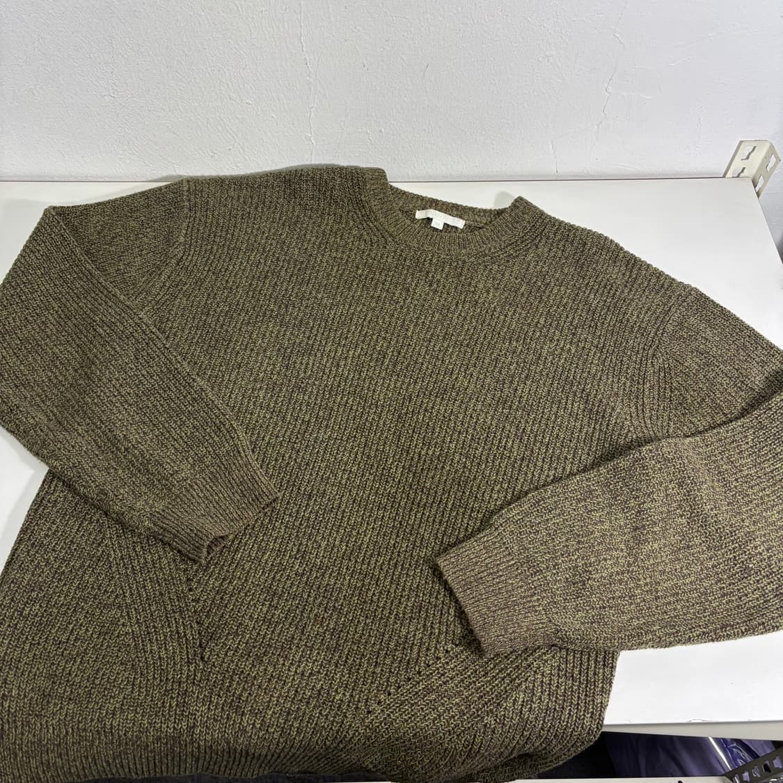 M 100 키뮤어 카키그린 루즈오버핏 라운드 면니트 상품이미지1