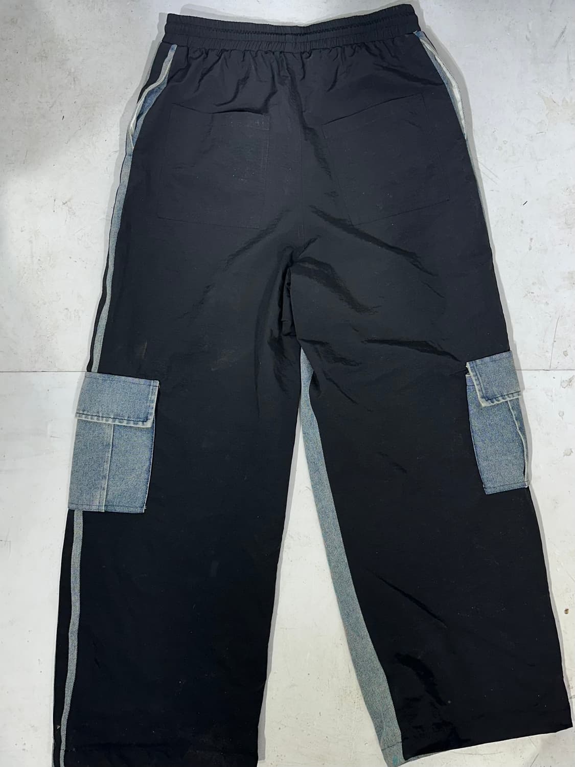 빈티지 연청 데님 사이드 라인 포인트 와이드 청 카고 팬츠 힙합 바지  상품이미지5