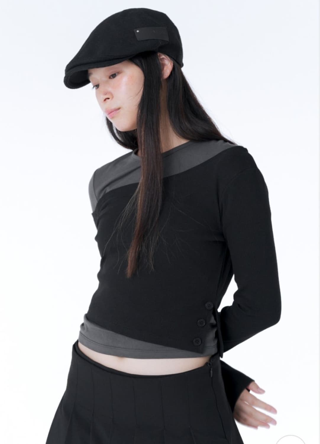 미세키 서울 레이어드 슬릿 롱슬리브 블랙 상품이미지1