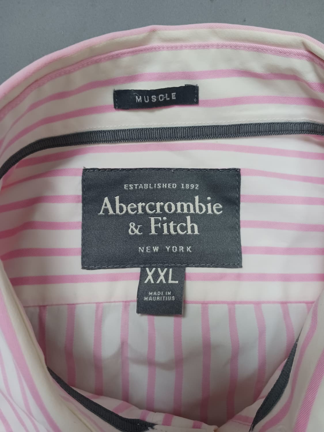 [2XL] 아베크롬비 앤 피치 머슬핏 핑크 스트라이프 셔츠 상품이미지7