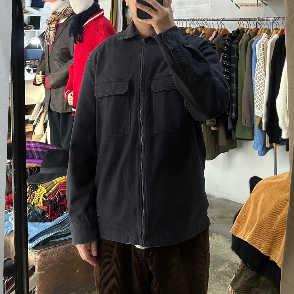 (착용컷) H&M 워크 집업 자켓 (남성용 100) 상품이미지3