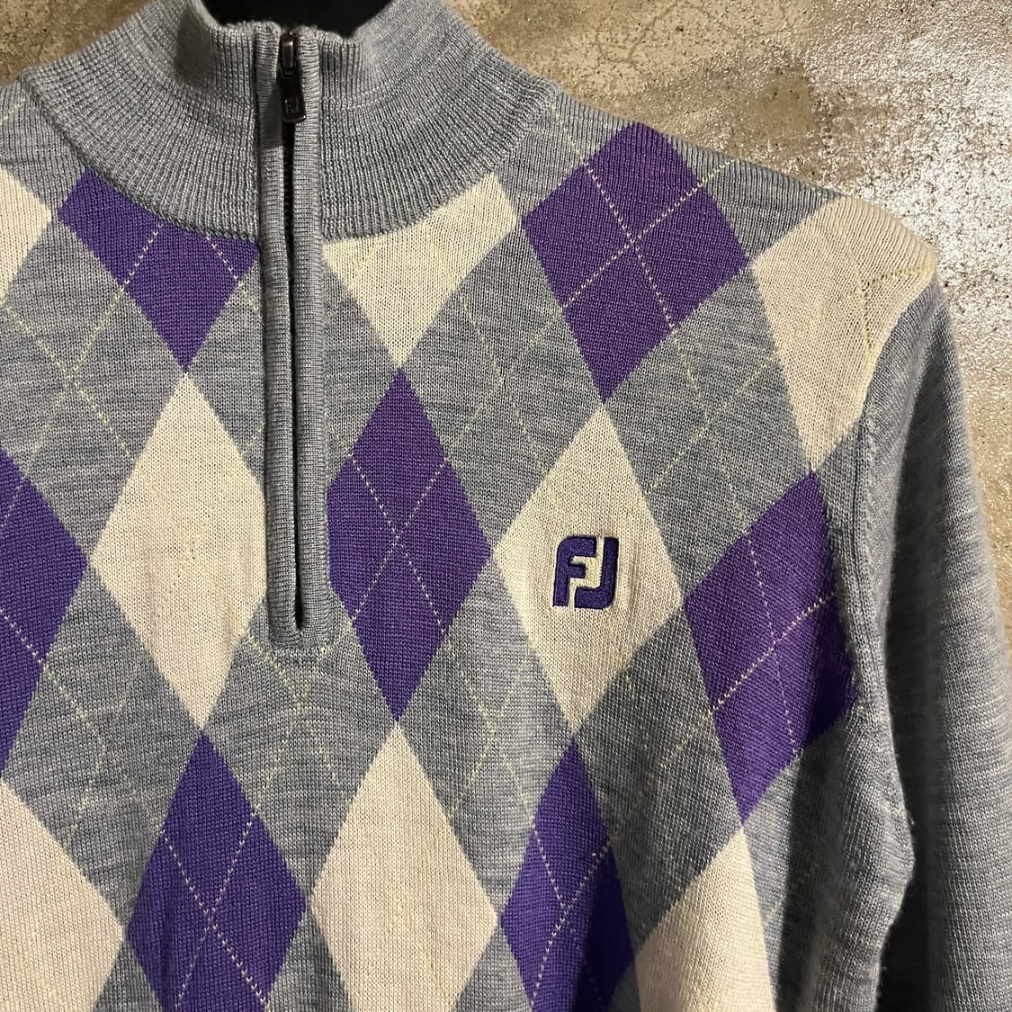 풋조이 반집업 아가일 니트 상품이미지2