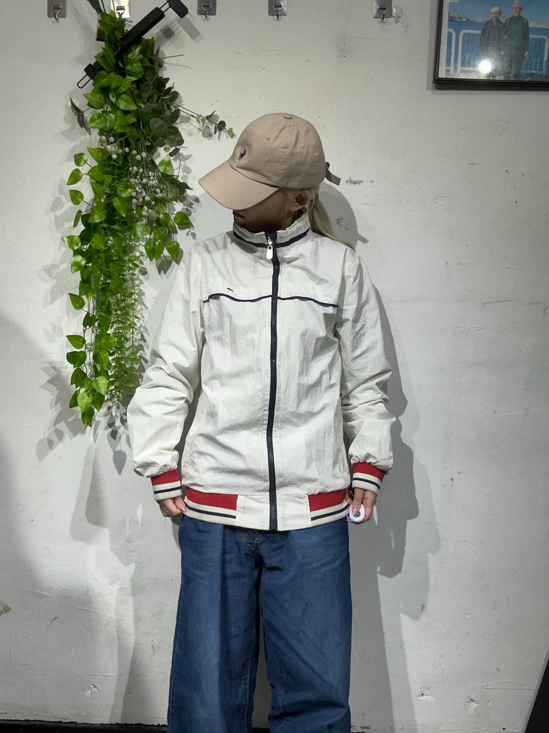 타미 힐피거 화이트 바람막이 자켓 S 상품이미지2