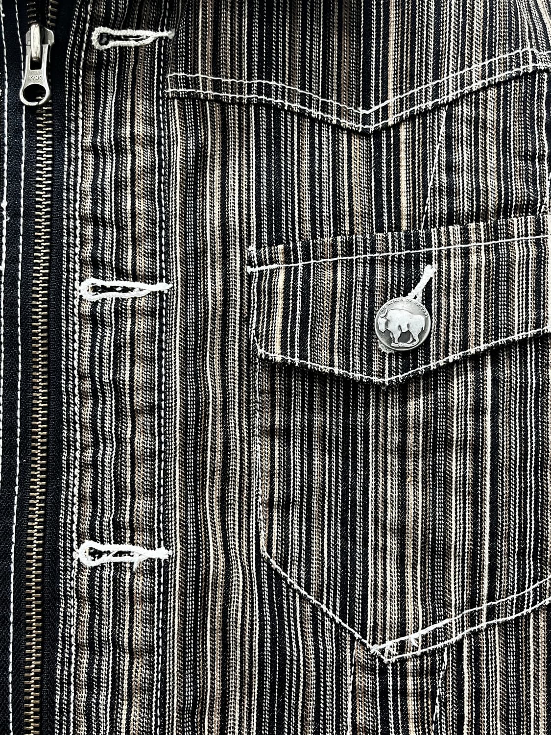 Japan 이카 Ikka 스트라이프 트러커 데님자켓 M 상품이미지5