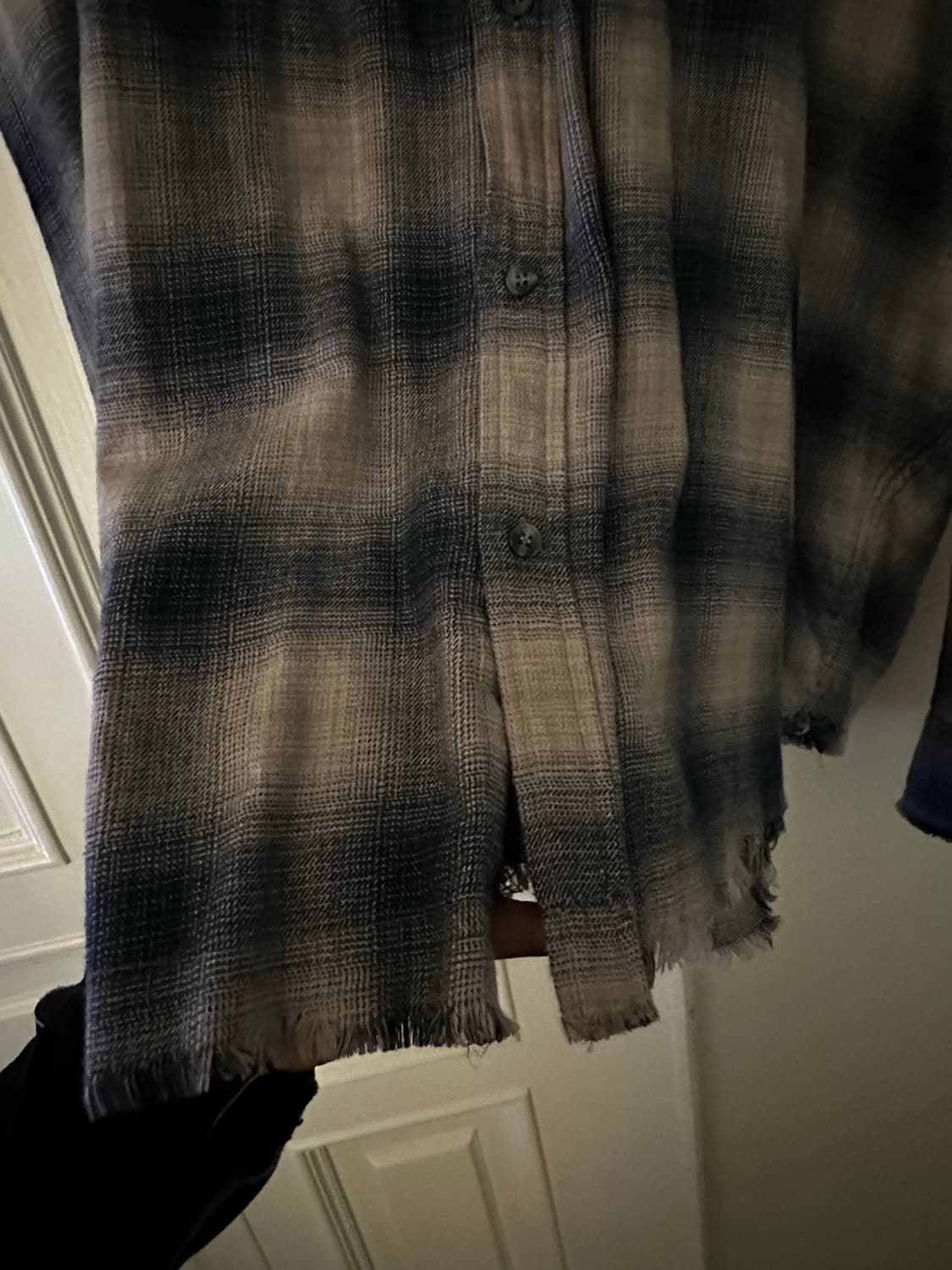 [1] 논노드 플랙서블 스트링 체크 셔츠 블루 그런지  상품이미지4