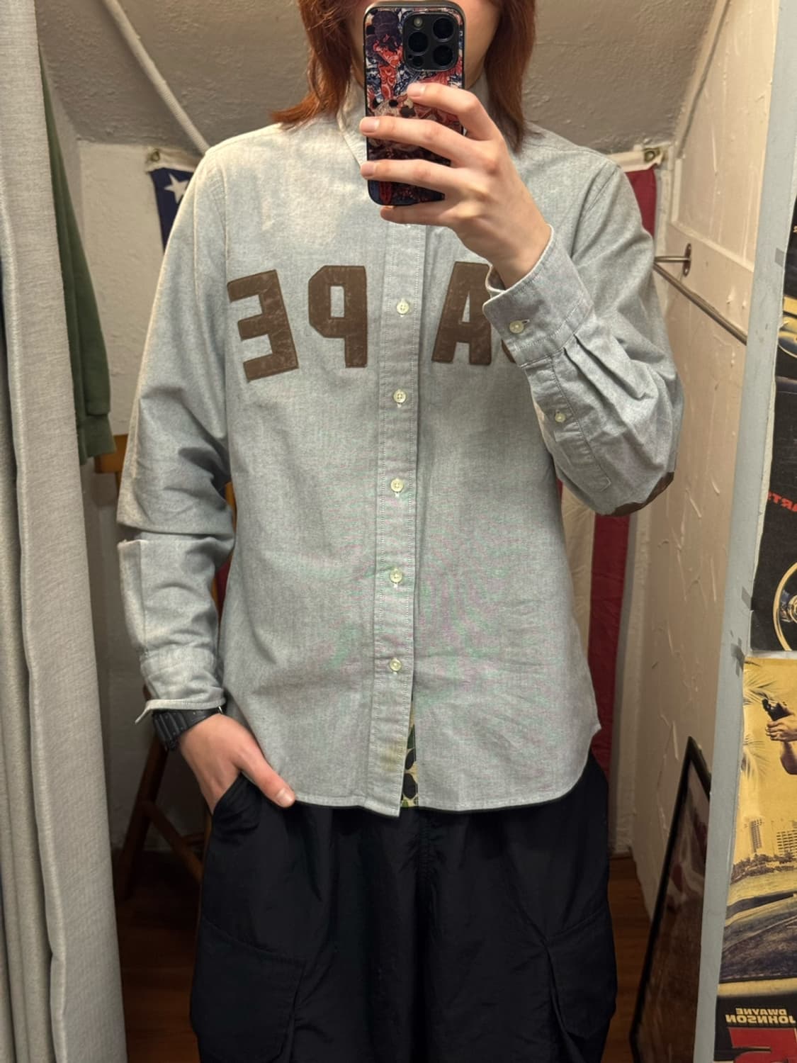 22S/S 베이프 B.A 스타디움 옥스포드 셔츠 그레이 상품이미지1