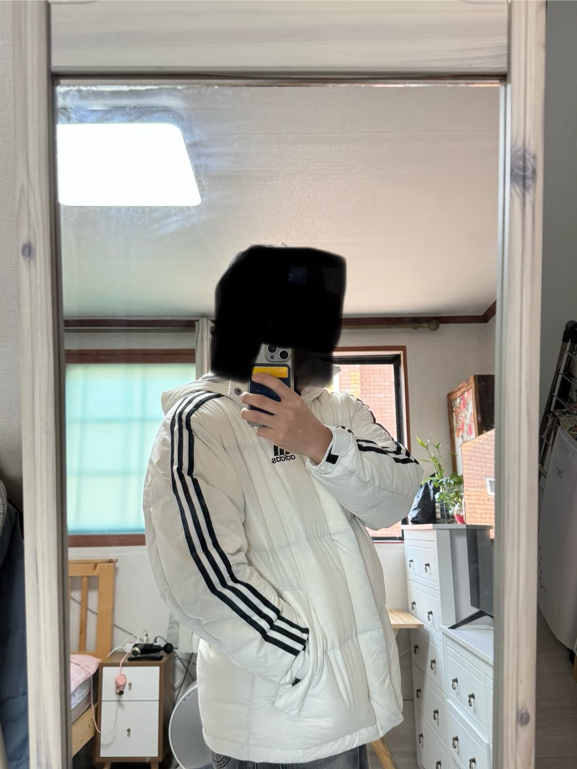 아디다스 흰색 오리털 패딩 M 상품이미지4