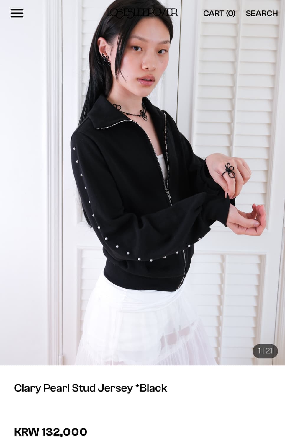 루즈슬립오버 펄 스터드 져지 집업 상품이미지1