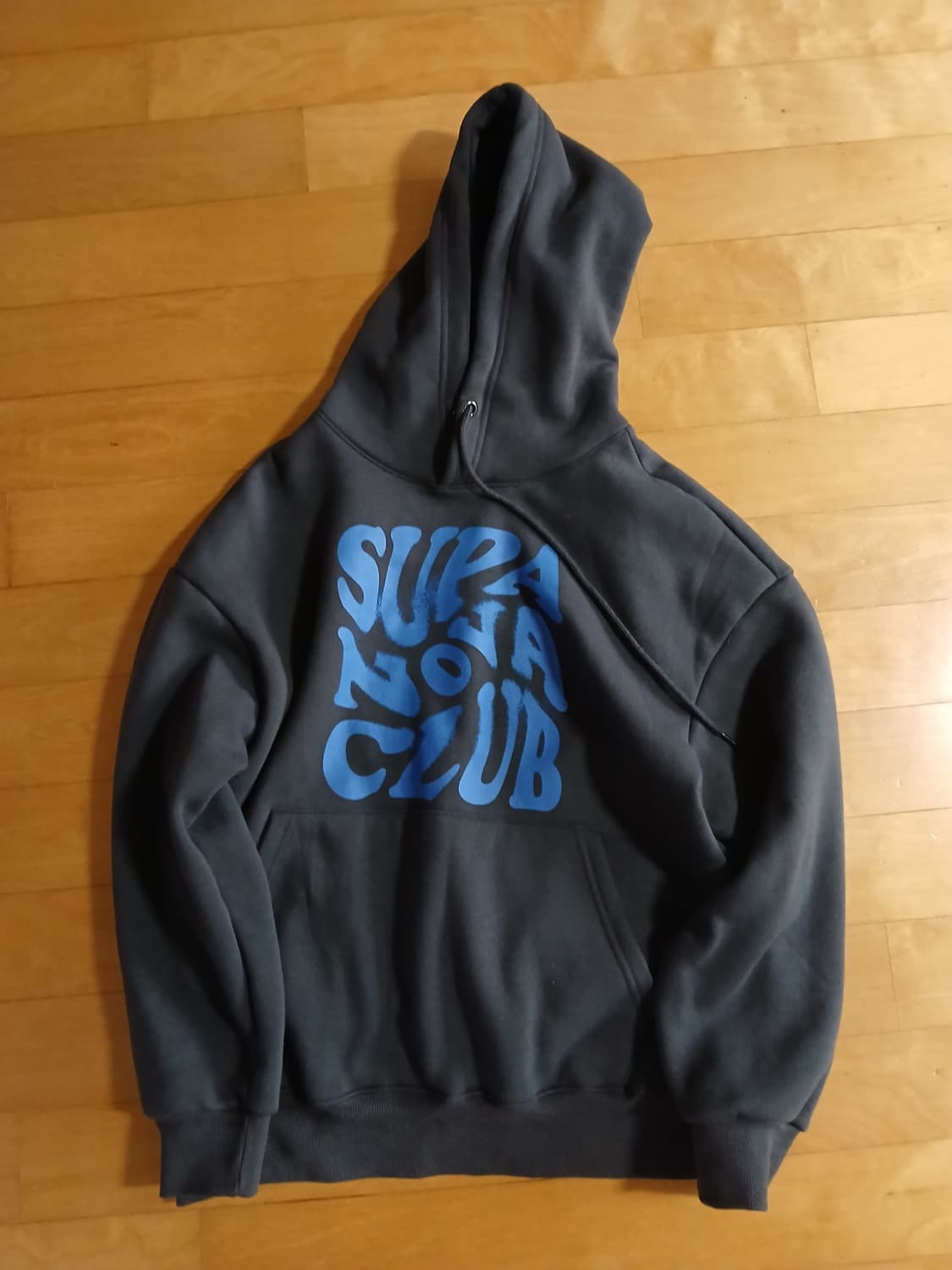 엔피스튜디오 슈퍼 노바 클럽 로고 ​​오버핏 후드 티셔츠 다크그레이 상품이미지1