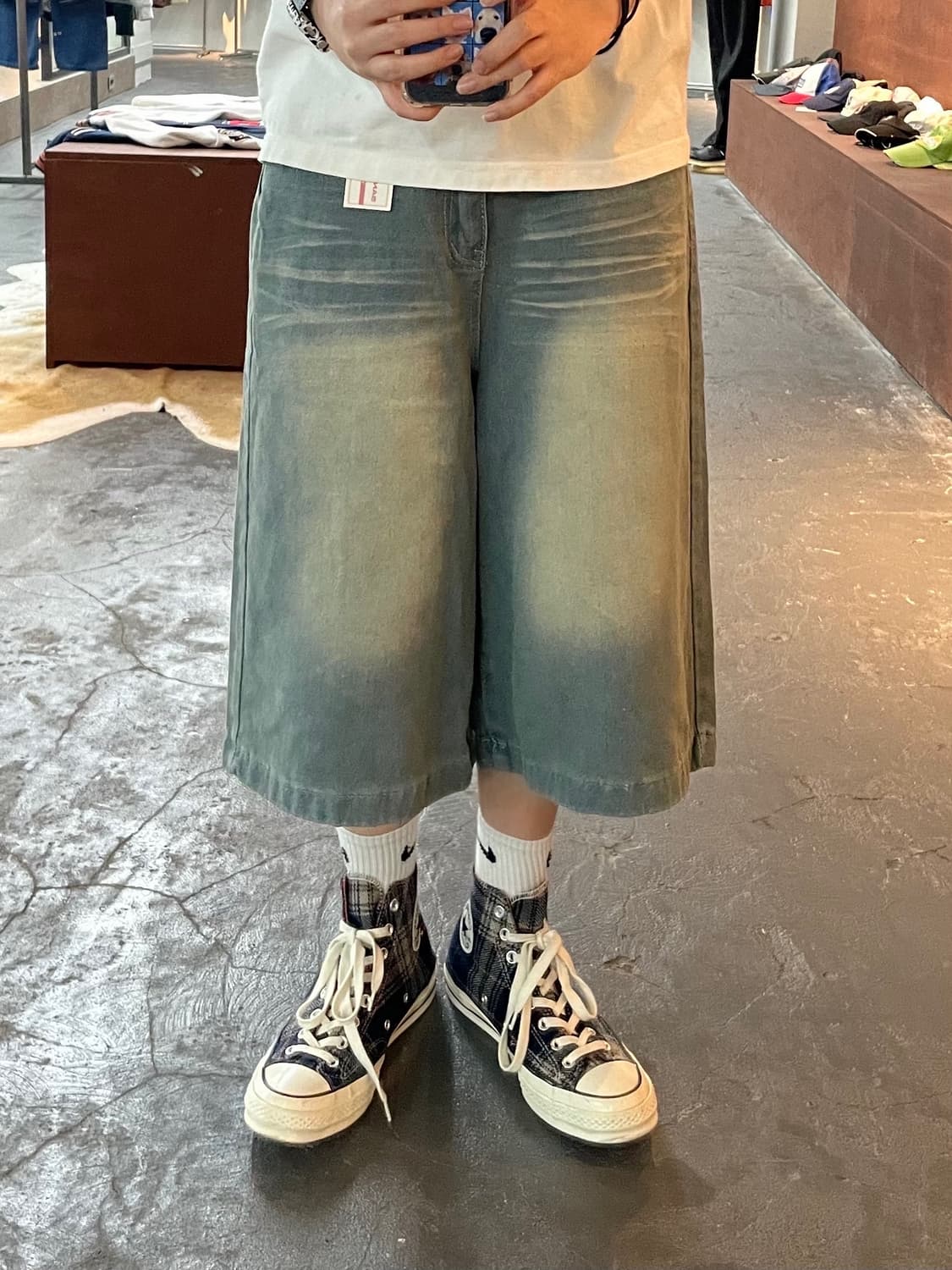 빈티지 와이드 버뮤다 데님 팬츠 H82 상품이미지1