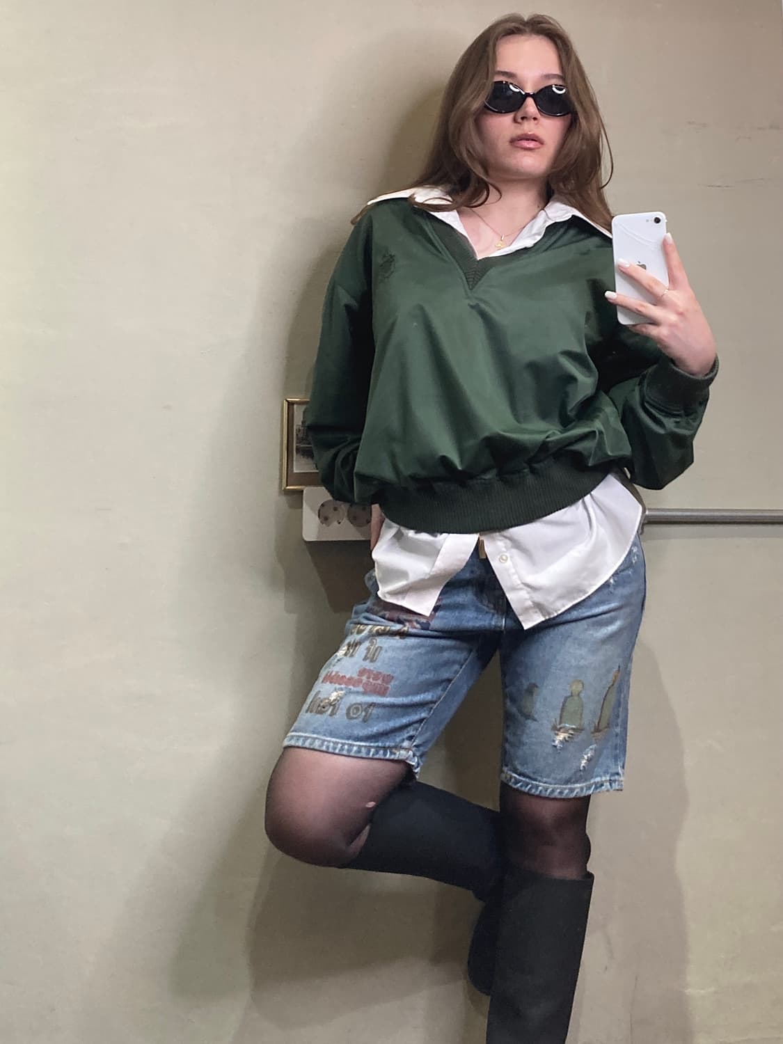 프린팅 데님 하프 팬츠 상품이미지2