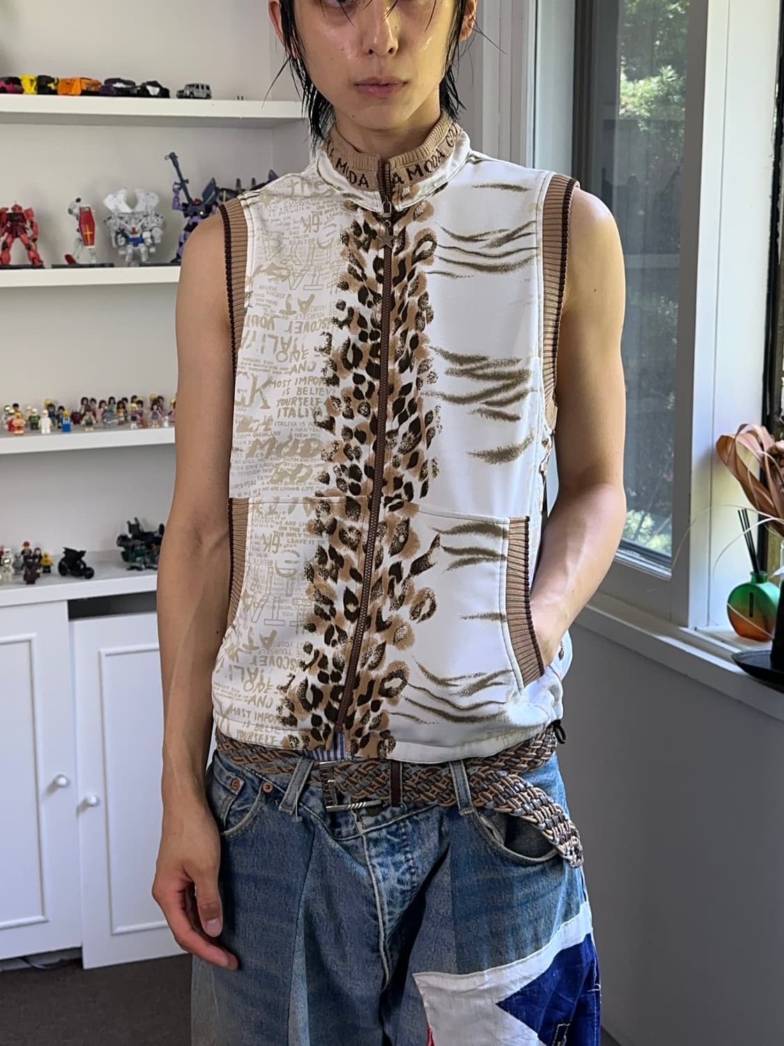 LA MODA GOJI 레오파드 집업 베스트 상품이미지4