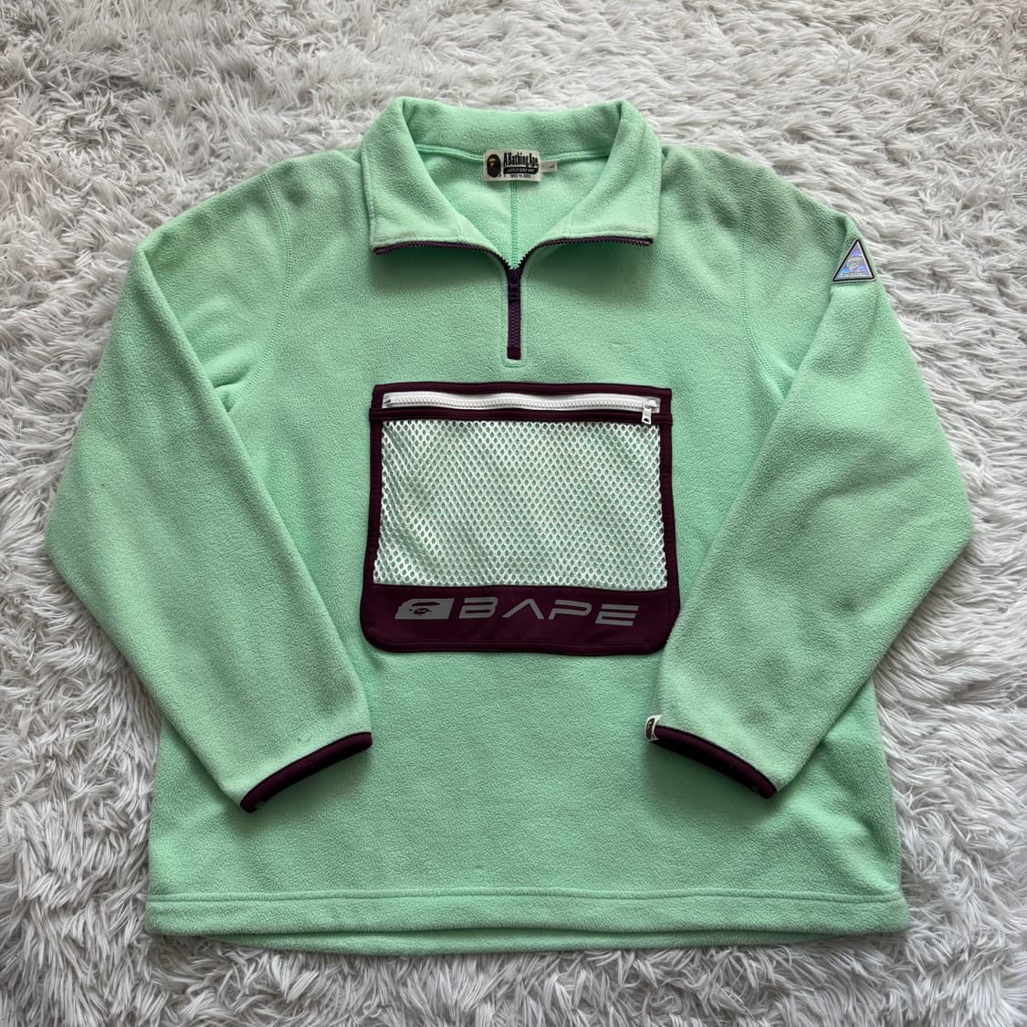 A BATHING APE 일본빈티지 후리스 베이프 반집업 플리스 xl 상품이미지2