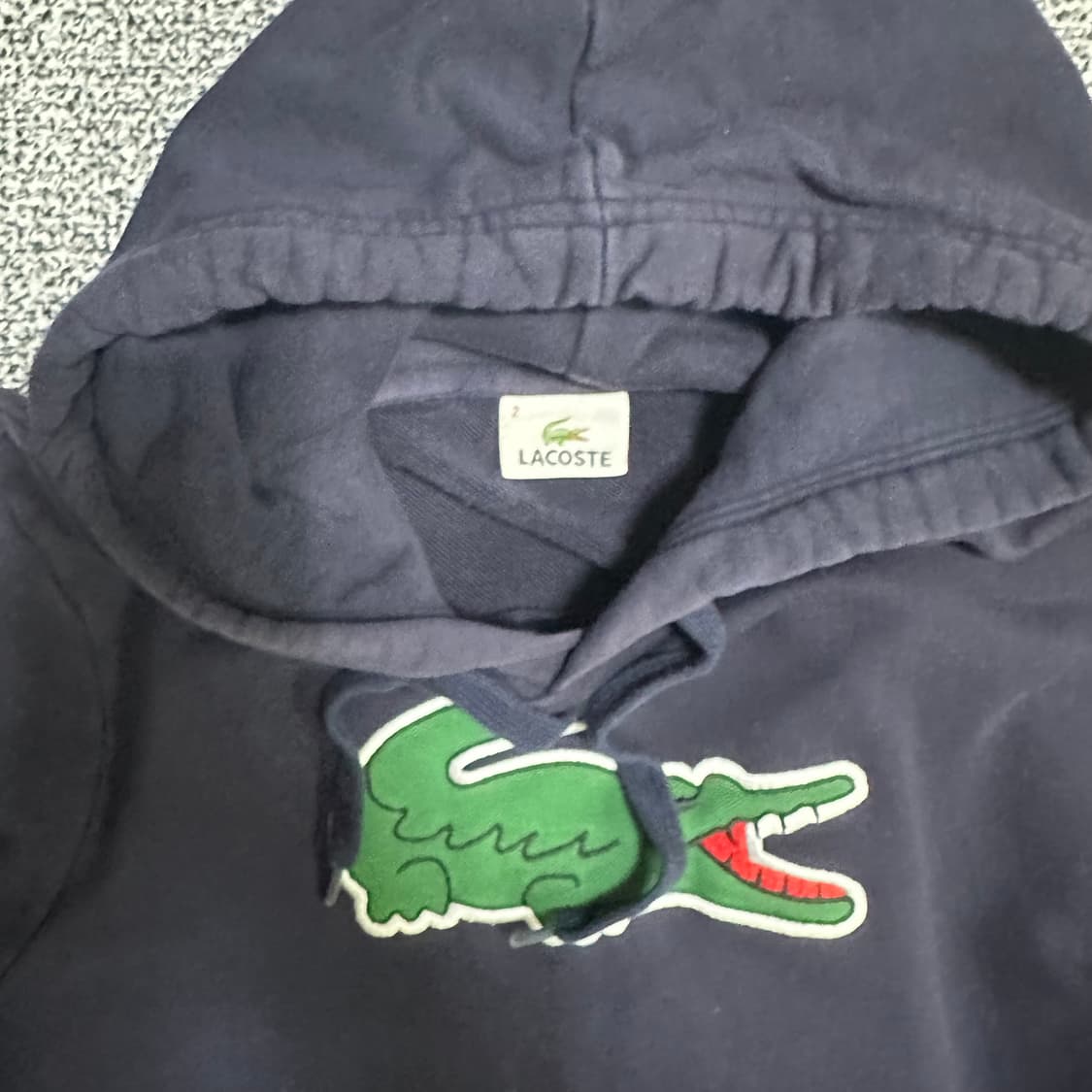 (90) 라코스테 네이비 빅로고 후드티 상품이미지2