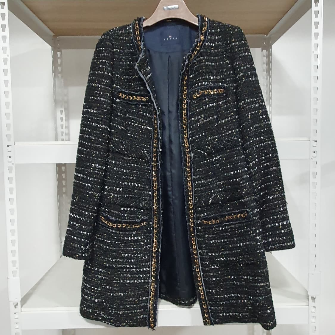 샤틴 트위드 블랙 자켓 반 코트 55 상품이미지3