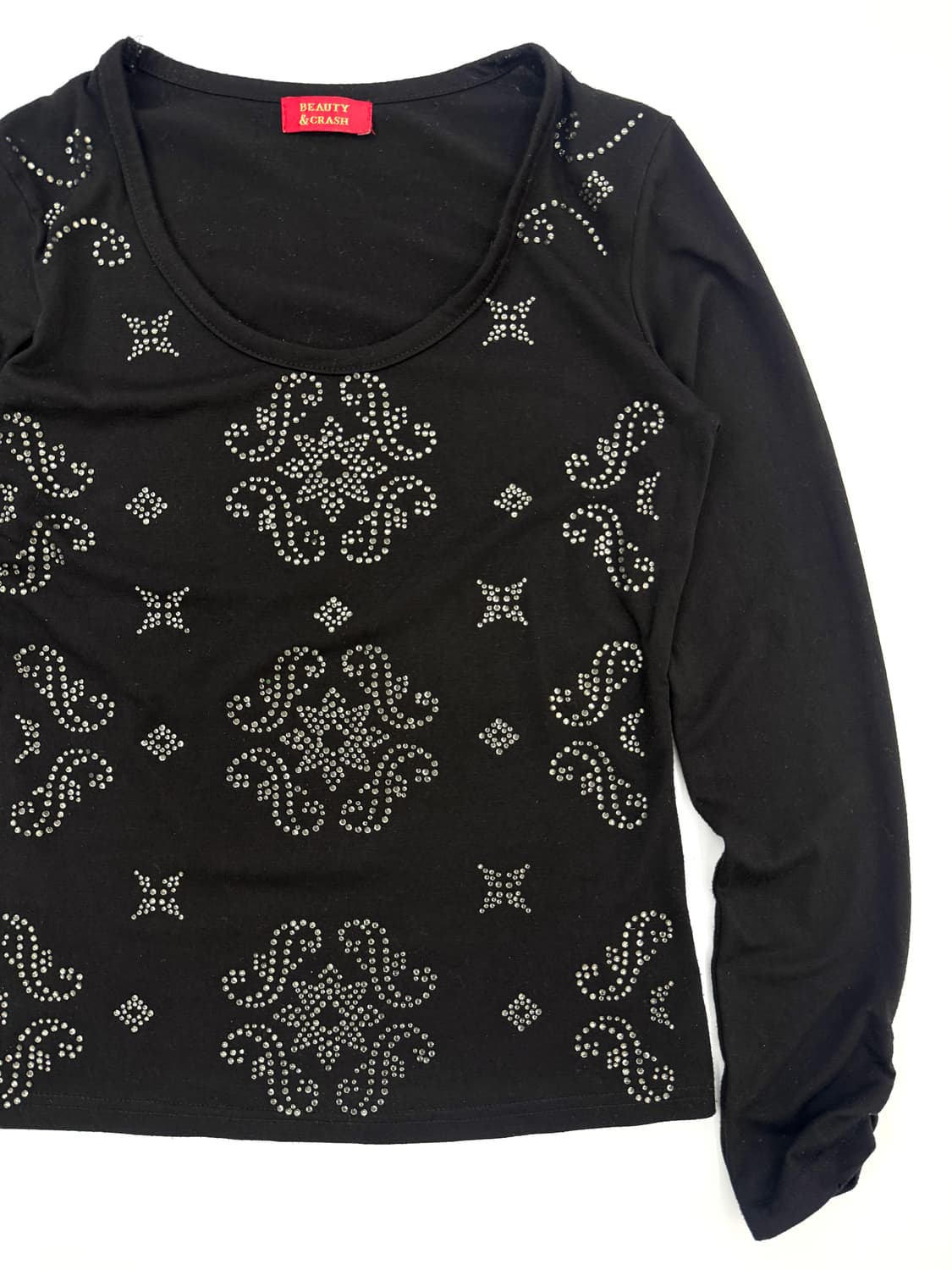 빈티지 BEAUTY&CRASH 블랙 핫픽스 셔링 긴팔티 상품이미지2