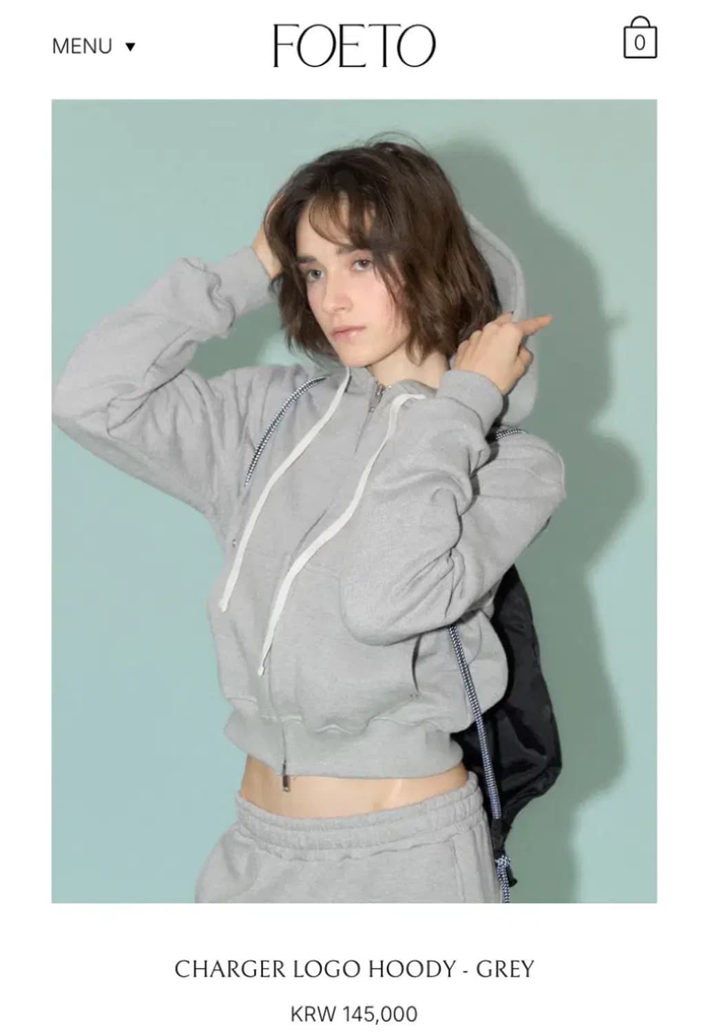 포에토 후드집업 그레이 CHARGER LOGO HOODY - GREY 상품이미지2