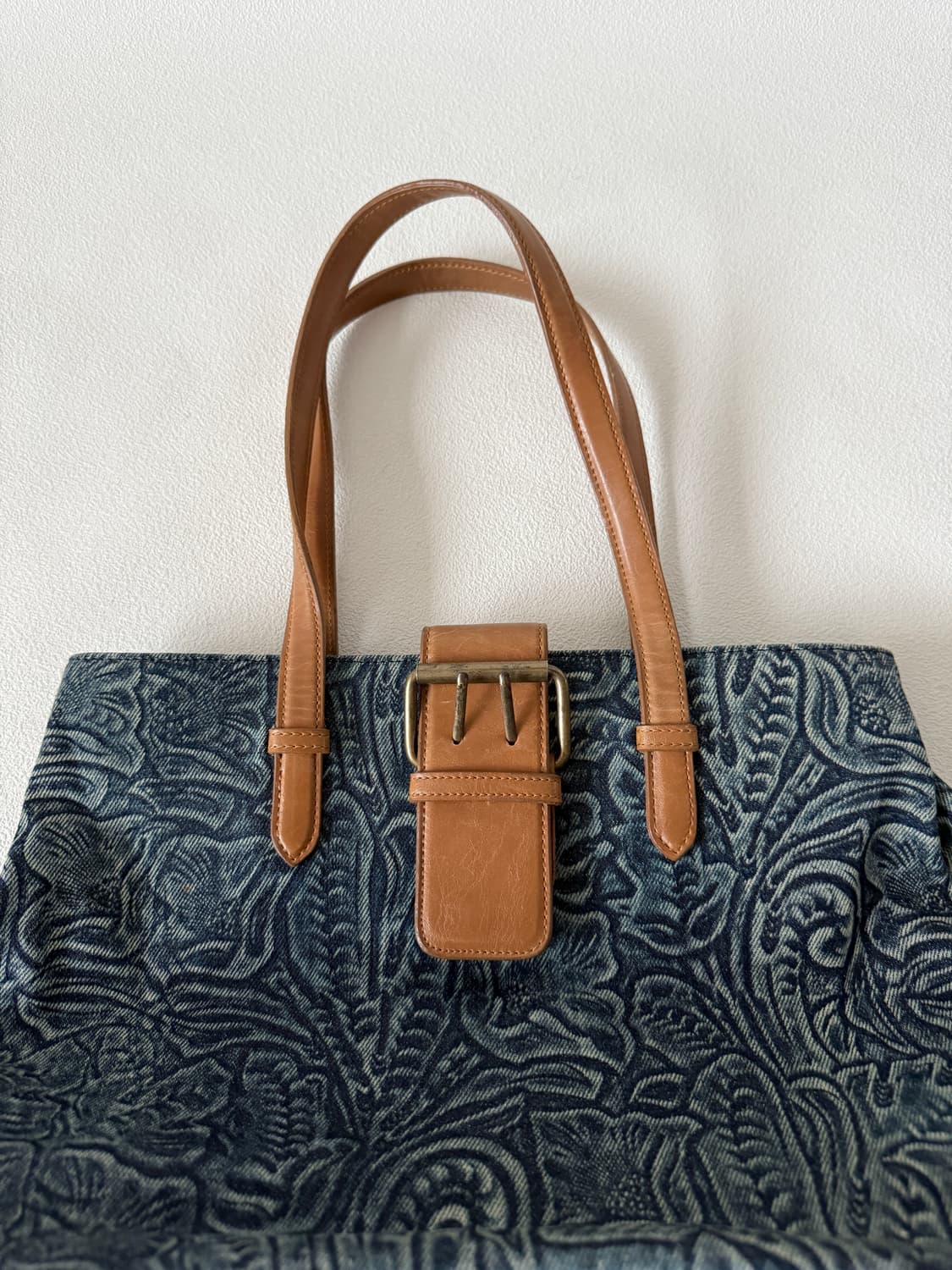 Christian Valmeline 데님&레더 숄더백 상품이미지2