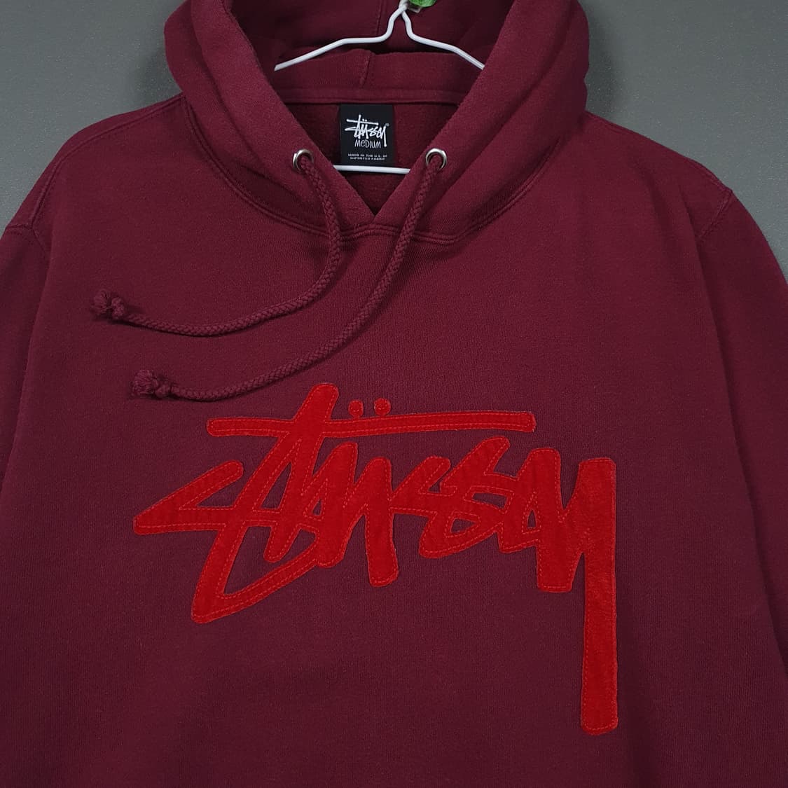 실측 L) Stussy 스투시 빅로고 오버핏 후드티 버건디 레드 후디 상품이미지2
