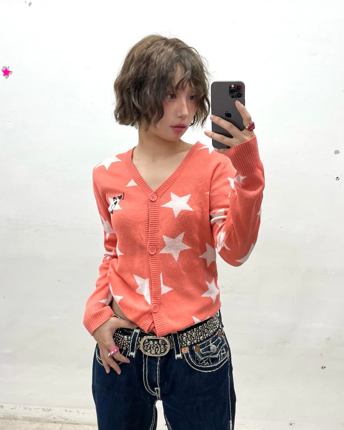 Pink star cutie cardigan 상품이미지1