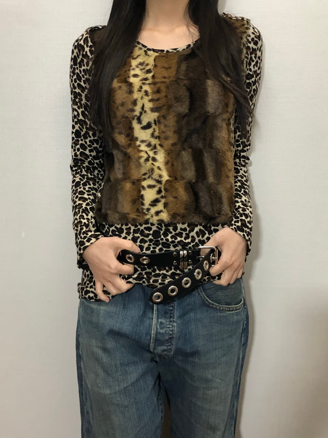 빈티지 레오파드 퍼 니트 상품이미지3