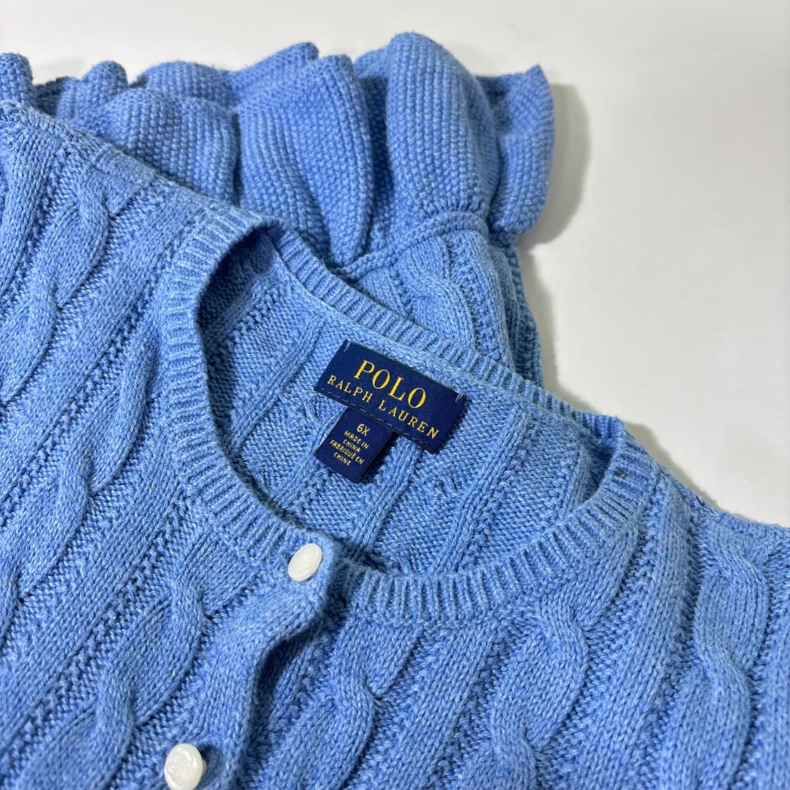 6X 폴로 키즈 스카이블루 U넥 꽈베기가디건 상품이미지3