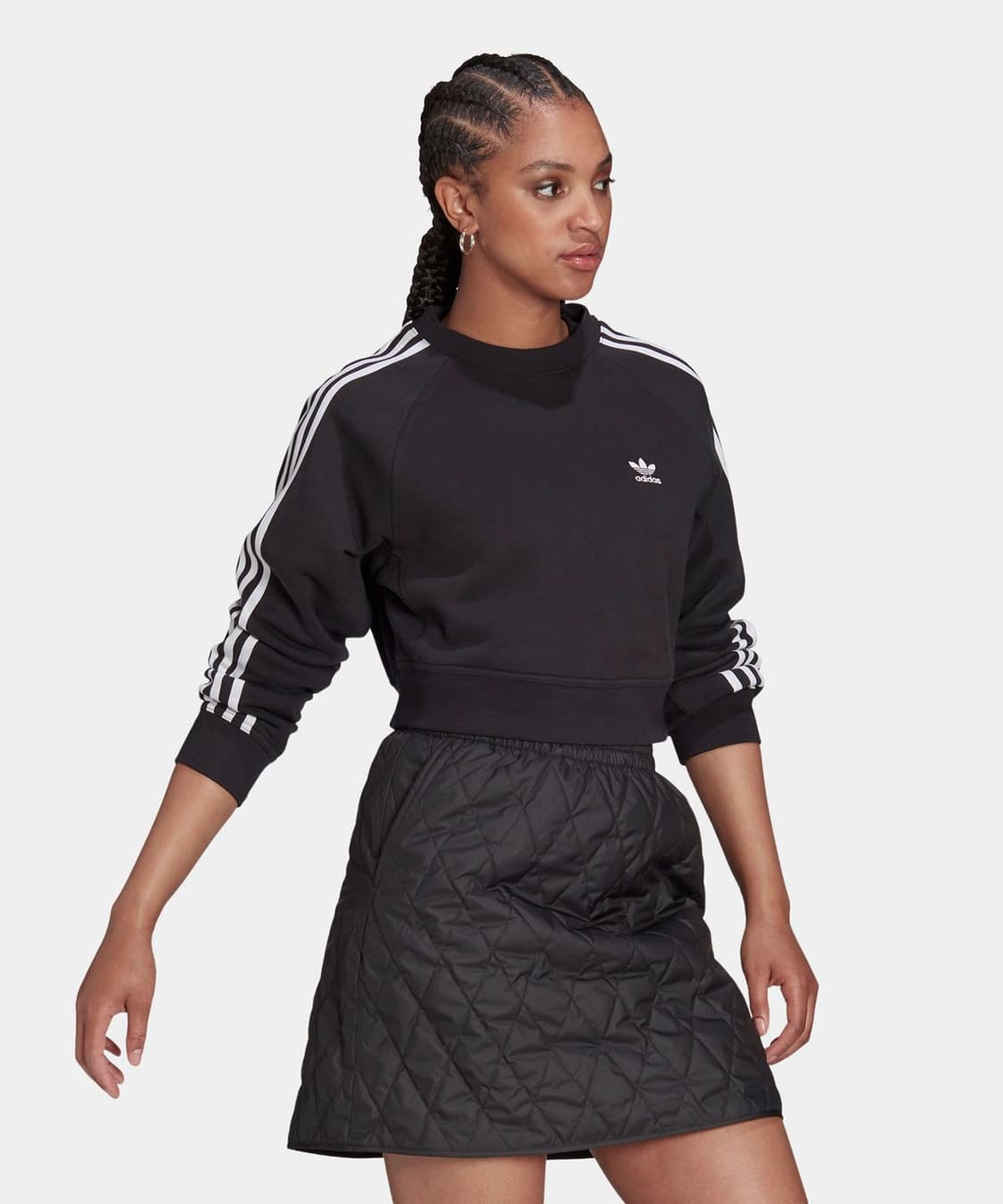 아디다스 여성 크롭 맨투맨 블랙 XS 상품이미지1