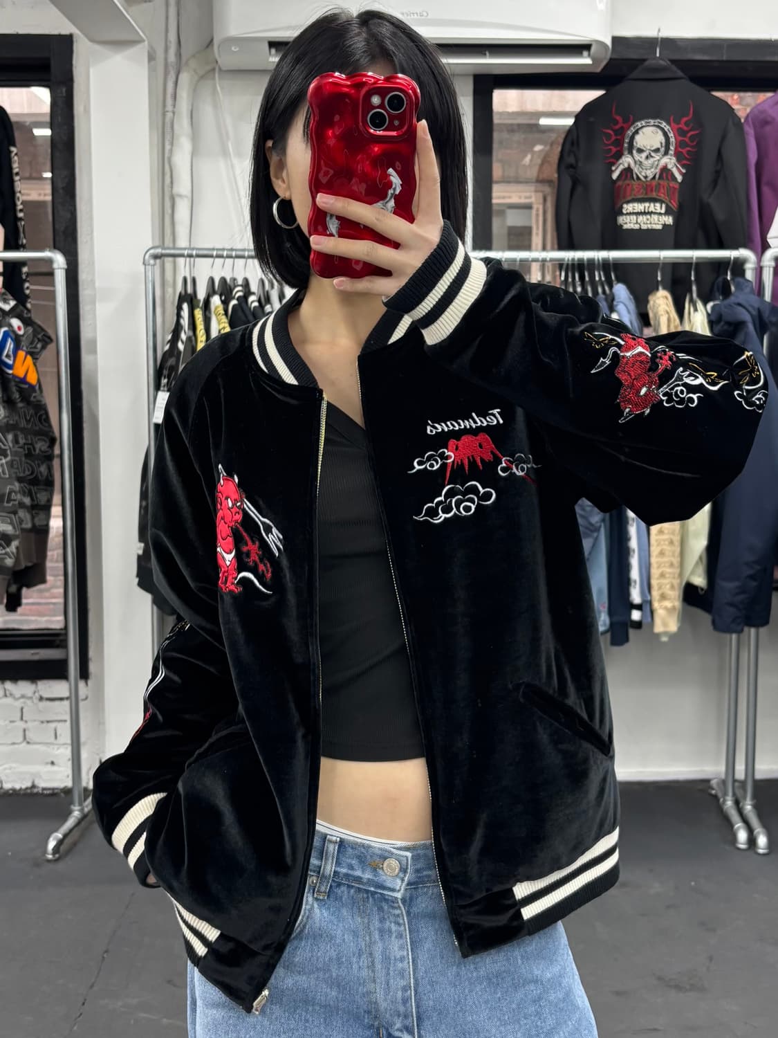 JPN 테드맨 리버시블 벨벳 스카잔 상품이미지2