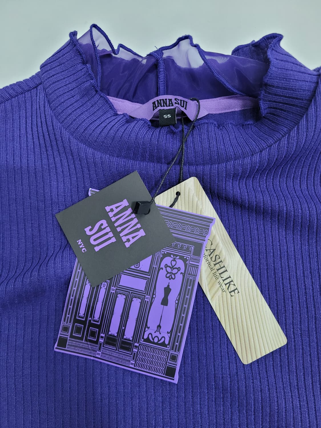 새상품) 안나수이 20FW 플레어 골지 니트 / 여 55 (85) 퍼플
 상품이미지4