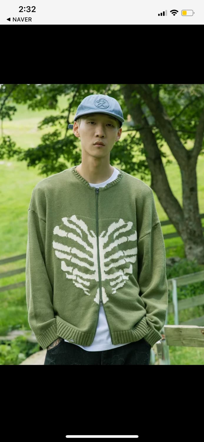 엑스톤즈 보운 니트집업 카키 상품이미지3