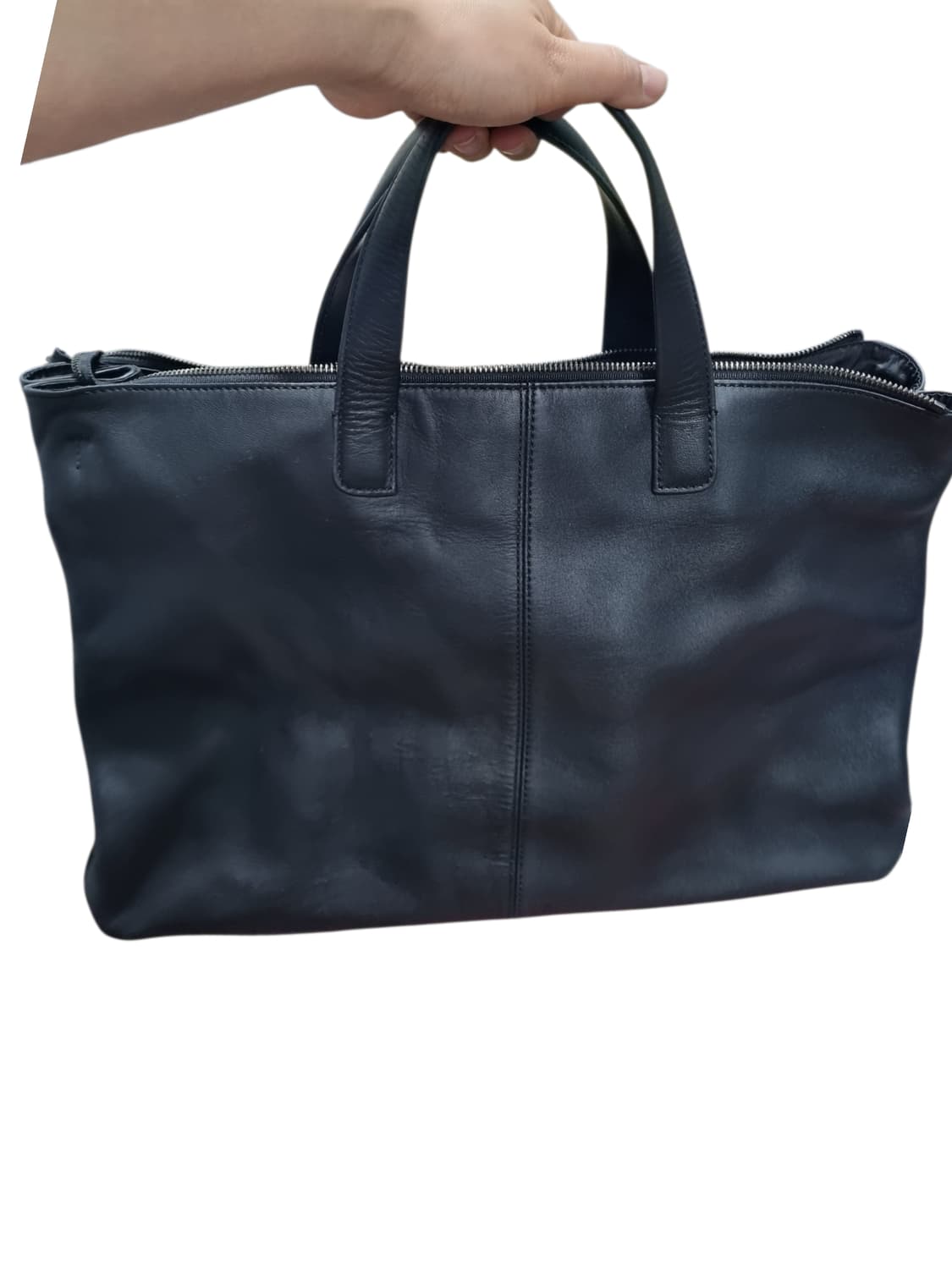 미사용 만다리나덕 가죽 블랙 쇼퍼백 상품이미지6