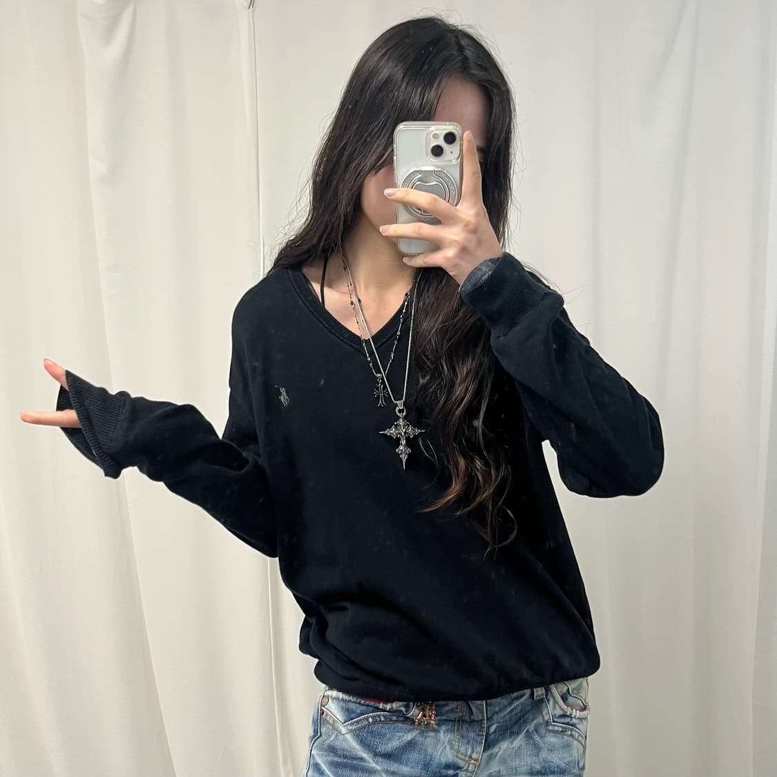 Polo Black V-neck Knit 상품이미지3