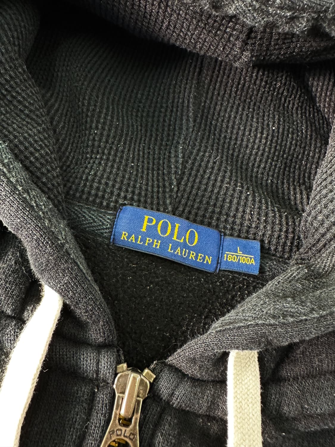 100 폴로랄프로렌 와플 블랙 후드집업 상품이미지3