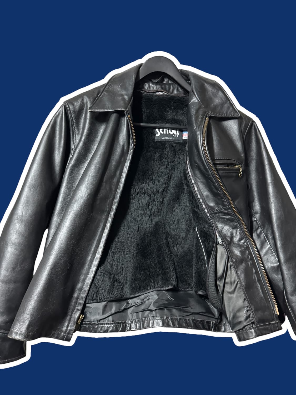 쇼트Schott AT 101 블랙레더자켓 42사이즈 상품이미지2