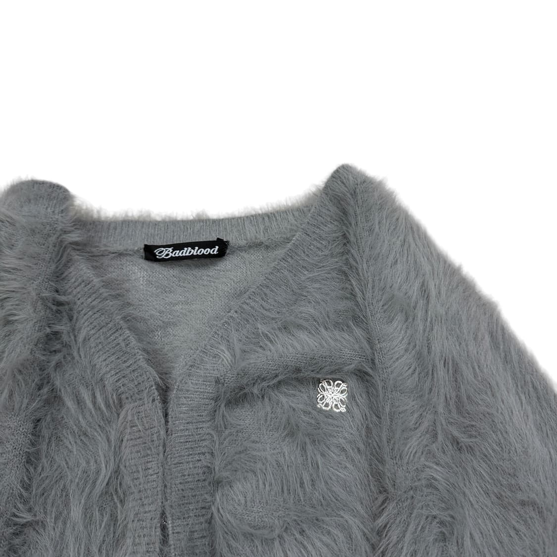 배드블러드 퍼 크롭 나일론 울 가디건 그레이 S 상품이미지2