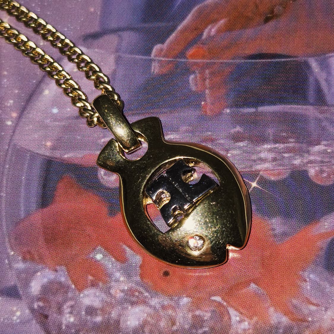 80s 프랑스 꾸레쥬 생선 골드 목걸이 상품이미지5