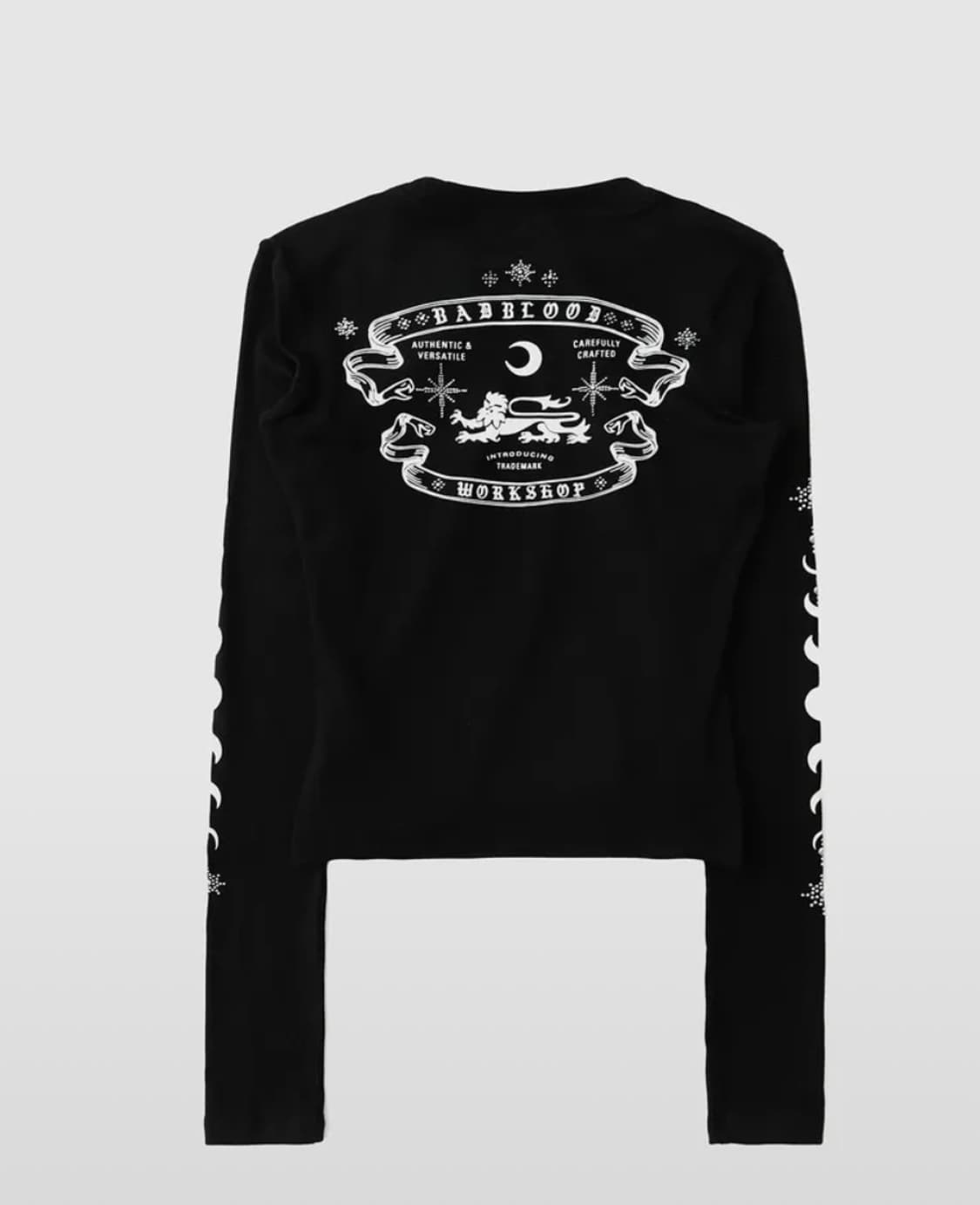 배드블러드 미스틱 라인스톤 로고 져지 슬림 롱슬리브 - 블랙 상품이미지1